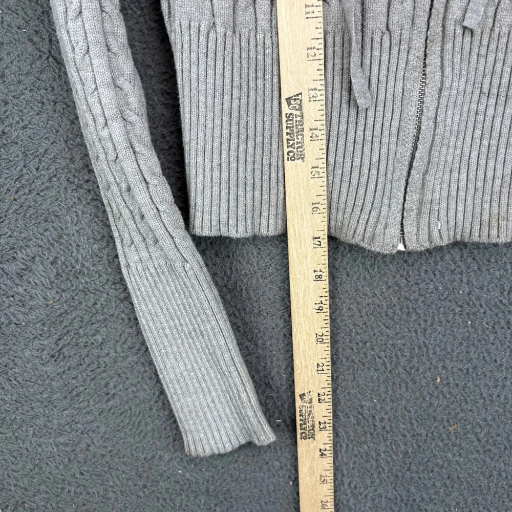 Forever 21 Kids Gray Cable Knit Zip Up Cropped Hoodie Sweater Size‎ Small